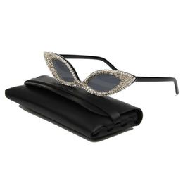 Sexy Samll Cat Eye Women Sunglasses Vintage Retro Women Wide Leg Brand Designe Diamond Sun Glasses Female Black Shades UV4005142877