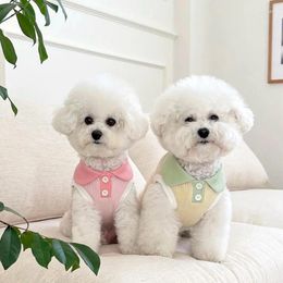 Dog Apparel Pet Lapel T-Shirt Puppy Clothes Teddy Summer Breathable Vest Small Yorkshire Sleeveless XS-XL