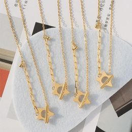 Choker 2024 Stainless Steel Waterproof Star OT Buckle Necklace For Women Girl Gold Colour Metal Collar Jewellery Gift