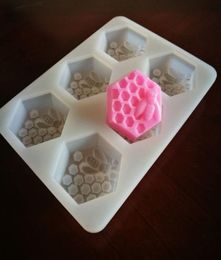 6 Cube Bee Honeycomb Silicone Soap Molds Fondant Chocolate Cake Mold Resin Clay Candle Moulds DIY Kitchen Baking Cake Tools1284057