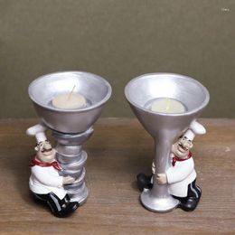 Candle Holders Creative Chef Wine Glass Decorative Candlestick Home Decoration Restaurant Window Resin Crafts