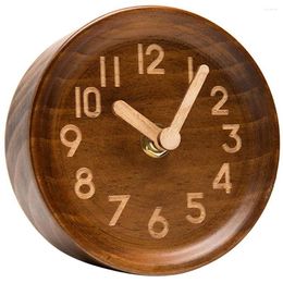 Clocks Accessories Wooden Desk & Table Analogue Clock Made Of Genuine Pine(Dark)-Battery Operated With Precise Silent Sweep Mechanism