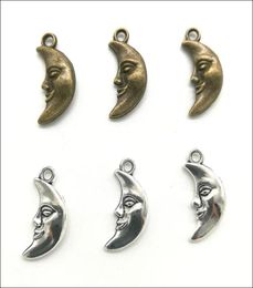 100pcs Moon God Face Alloy Charm Pendant Retro Jewelry DIY Keychain Ancient Silver Bronze Pendant For Bracelet Earrings 19x9mm2805397