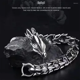 Link Bracelets Fashionable Personalised Men's Metal Dragon Head Bracelet Cool Punk Bone Accessories Birthday Gift