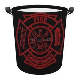 Laundry Bags Fire Department Basket Baby Toy Storage Cute Cartoon Bin Bag For Kids Toys Dirty Clothes Bucket Firefighter