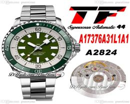 TF Superocean 44 ETA A2824 Automatic Mens Watch A17376A31L1A1 Ceramic Bezel Green White Dial Stick Stainless Steel Bracelet Watche6052046