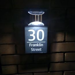 Customized House Numbers Plaques With Solar Light House Signs Door Number Plaques For Wall House With Light Name Plaques