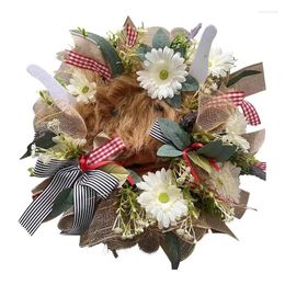 Decorative Figurines Highland Cow Door Hanger Calf Front With Flowers Rustic Farmhouse Wreath Welcome Hang Porch Sign