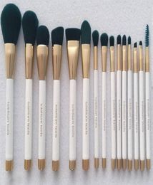 NEW bdellium tools 15 PCS White handle gold tube Makeup Brushe Set Make Up Tools Kit Powder Blending brushes3632028