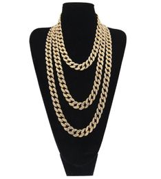 Hip Hop Bling Fashion Chains Jewellery Mens Gold Silver Miami Cuban Link Chain Necklaces Diamond Iced Out Chian Necklaces291B6448585