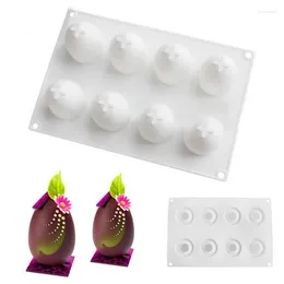 Baking Moulds 8 Grid Silicone 3D Egg Shape Mould Chocolate Easter Eggs Truffle Mousse Mold DIY