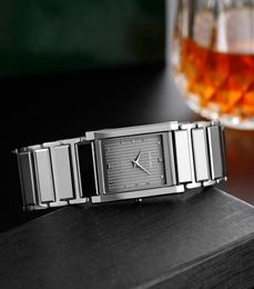 Wristwatches Industrial Design Tungsten Steel Square Business Watch Man Swiss Movement Water Resistance Rectangle Fashion6064547