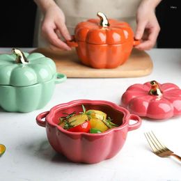 Plates Pumpkin Bowl Soup Cup Ceramic Rice With Lid Baking Colourful Tableware Dessert Halloween Stew Dinnerware