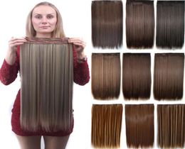 24 inches Clipl in Synthetic Hair Extensions Weft 120g 40 Colours Simulation Human Hairs Bundles MR5S1740804