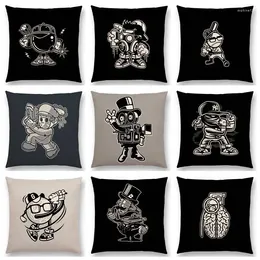 Pillow Black And White Super Cartoon Punk Passion Game Machine Street Graffiti Fun Toys Cover Sofa Throw Nice Case