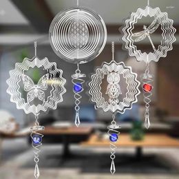 Decorative Figurines Metal Wind Chimes Spiral Rotating Outdoor Garden Porch Bell Christmas Spinner Crystal Dream Catcher Decoration