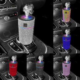 2024 Luxury Diamond Car Diffuser Humidifier With Led Light Auto Air Purifier Aromatherapy Diffuser Universal Air Freshener Car Accessories