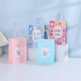 Gift Wrap 4Pcs Cake Paper Bag White Letter Happy Birthday Party For Boys And Girls Baby Shower Supplies