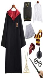 Adult Kids Halloween Costume Women Men Magic School Robe Cloak Tie Uniform Wizard Witch Granger Costume Y08275626808