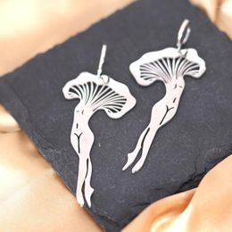 Hoop Earrings QIAMNI Sexy Women Body Mushroom Drop For Piercing Jewelry Trendy Stainless Steel Minimalist Accessories