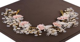 Children Rhinestone pearl flower crown fashion crystal hand made wedding garlands Jewellery pography girls hair accessories A66502511589000