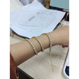 2024 New S Sterling Moissanite Zircon Chain Tennis Chain Bracelet Necklace Jewellery for Women Girl Gift Party Daily Wear