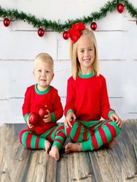 Christmas Baby Kids Boys Girls Clothing Set Cotton Stripe Sleepwear Nightwear Homewear Striped Pyjamas Pjs Set Clothing4317921