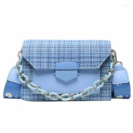 Shoulder Bags 2024 Summer Wide Strap For Women Designer Lady Luxury Handbags And Purses Fashion Chain Messenger Crossbody