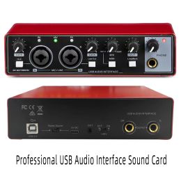 Pegs Audio Interface for Recording Portable Professional Sound Card with Loopback Monitor 48v Phantom for Audio Equipment Guitar New