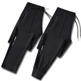 New style ice silk pants mens sports casual pants straight pants elastic Leggings summer quick drying big size Korean Trend