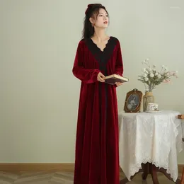 Women's Sleepwear Women Winter Long Night Dress Princess Victorian Velvet Robe Vintage Court Style Royal Peignoir Romantic Nightgowns