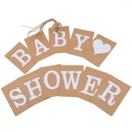 Party Decoration "BABY SHOWER" Paper Banner Hanging Po Props Bunting With Heart Shape For Decorations