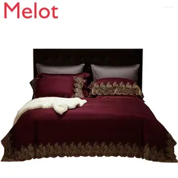 Bedding Sets Lace Jacquard Long-Staple Cotton Satin Four-Piece Set All Pure Quilt Cover Bedroom Comforter Home
