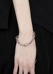 7 8 inches 1cm iced out chains bracelets for men luxury designer bling diamond paper clip bracelet gold silver cuban link chain je9988691