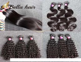 Bella Hair 9A 100 Remy Virgin Brazilian Hair Bundles Unprocessed Virgin Dyeable Bleachable Human Hair Extensions 3pcs lot Brazil1051417