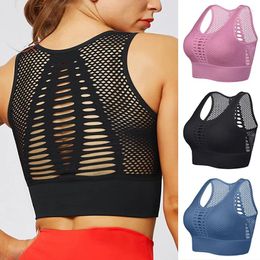 Camisoles & Tanks Women Breathable Active Bra Mesh Sports Bras Push Up Gym Fitness Yoga Underwear Female Seamless Running Sportswear 2024