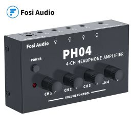 Amplifier Fosi Audio PH04 4CH Headphone Amplifier Metal Stereo Audio Amp UltraCompact Portable Headphone Splitter Preamplifier for Studio