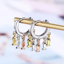 Hoop Earrings INS Cute Fish Tassel Silver Colour For Women Girl Gif 2024 Trendy Jewellery Pendientes Accessories