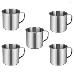 Mugs 5 Pcs Office Cup Water Drinking Stainless Steel Mug Container Glasses Tumbler