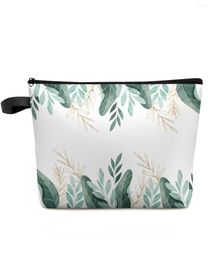 Cosmetic Bags Green Tropical Plants Leaves Makeup Bag Pouch Travel Essentials Lady Women Toilet Organiser Storage Pencil Case