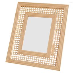 Frames Woven Picture Frame Holder For Wall Rattan Unique Solid Wood Craft Ornament Po Grandad