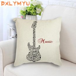 Pillow Jazz Music Instrument Minimalist Art Guitar Violin Print Decorative Cover Throw Case Sofa Home Decor