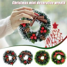 Decorative Flowers 12cm Christmas Berries Wreath Xmas Tree Hanging Ornaments Merry Decoration For Home 2024 Navidad Year Pendant