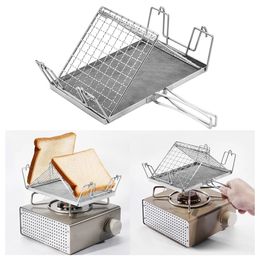 1pc Bread Baking Rack Stainless Steel Toaster Foldable Storage Camping Stove 300g For Picnic Outdoor Tools 240412