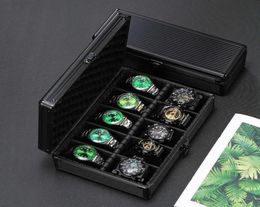Watch Boxes Cases 510 Grids Black Aluminum Storage Box Suitcase Case Display Mobile S Organizer Box For Men Soft Cushion J220824892049459