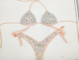 2021 venus vacation diamond bikini set rhinestone swimwear crystal bathing suit sexy women biquini bling stones swimsuit81262435763557