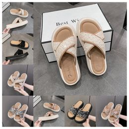 Thick soled cross strap cool slippers women black white Exquisite sequin sponge cake sole one line trendy slippers size35-41