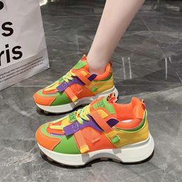 Casual Shoes Orange Platform Sneakers Women 2024 Spring Breathable Thick Soled Sport Woman Hip Hop Non Slip Lace Up Pink