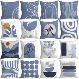 Pillow Nordic Light Blue Covers Geometric Abstract Leaves Cactus Printed Pillowcase Home Decorative Sofa Cover