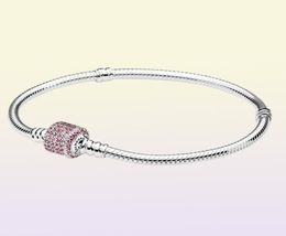 Signature Clasp Bracelet Fancy Pink Cz Authentic 925 Sterling Silver Fits European Style Jewellery Charms & Beads Andy Jewel 590723CZS9102112